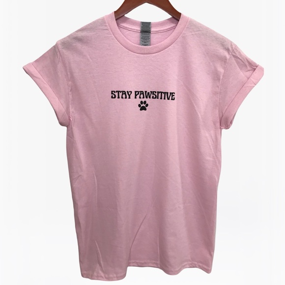 STAY PAWSITIVE Unisex Adult 100% Cotton Crewneck T-Shirt - Various - Picture 5 of 7
